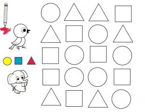 Bài tập nhận biết hình dạng tròn tam giác chữ nhật hình vuông cho trẻ 5  tuổi  Mầm non
